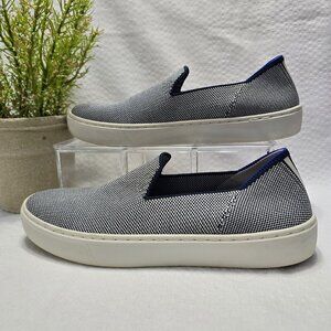 ROTHY'S THE LOAFER WOMENS IRIDESCENT ROUND TOE KNIT FLATS SLIP ON BLUE TRIM 6.5
